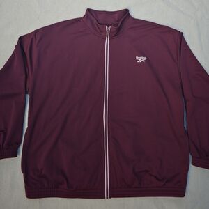 Reebok Identity Vector Track Jacket Womens XL Burgundy Tricot Full Zip Retro